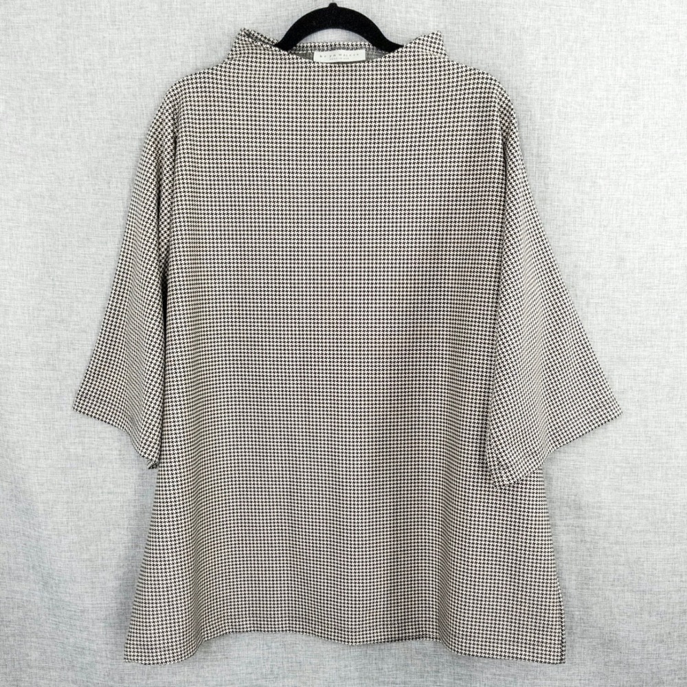Bryn Walker Women's 1X Houndstooth Mock Neck 3/4 Sleeve Blouse $170 Retail - Picture 2 of 9
